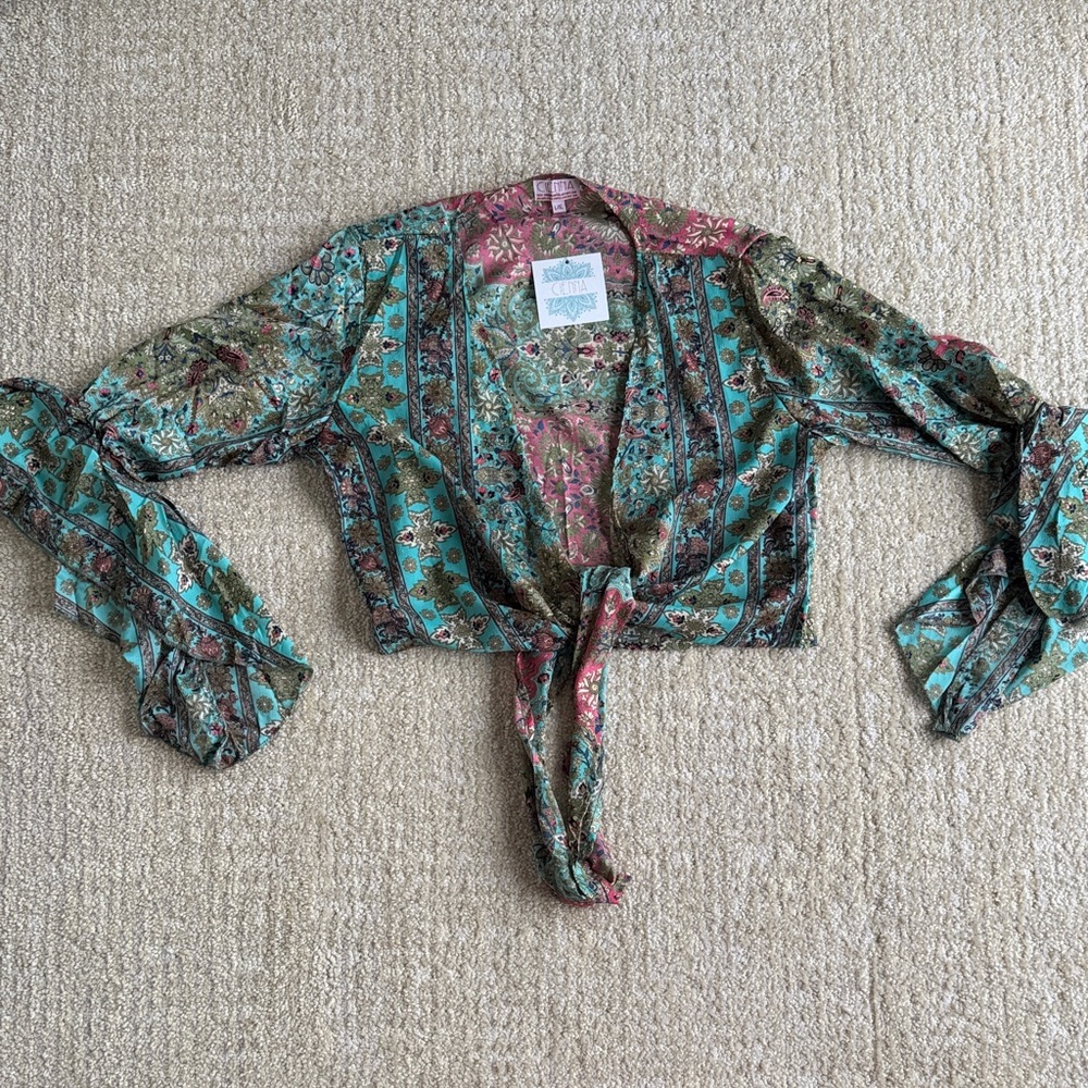 Cienna Floral Bohemian Tie-Front Top